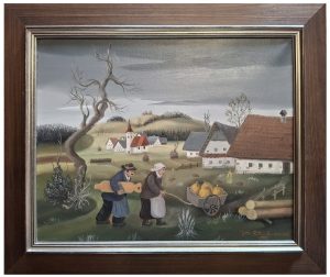 Jože Peternelj Mausar / Spravilo buč / Olje na platno